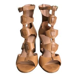 Sigerson Morrison Vachel Gladiator Sandals Womens 6.5‎ Brown 4" Block Heel
